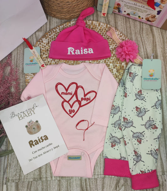 Baby Shower corazones papá, mamá y bebé